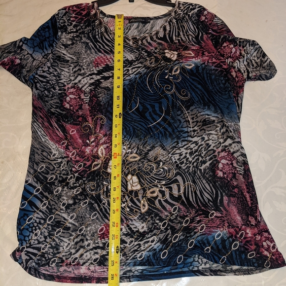 Maccine Embellished Multicolour Top w Patterns, Sparkles and Florals, Women XL - Picture 4 of 9